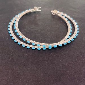 Native American Zuni sleeping beauty turquoise hoop earrings